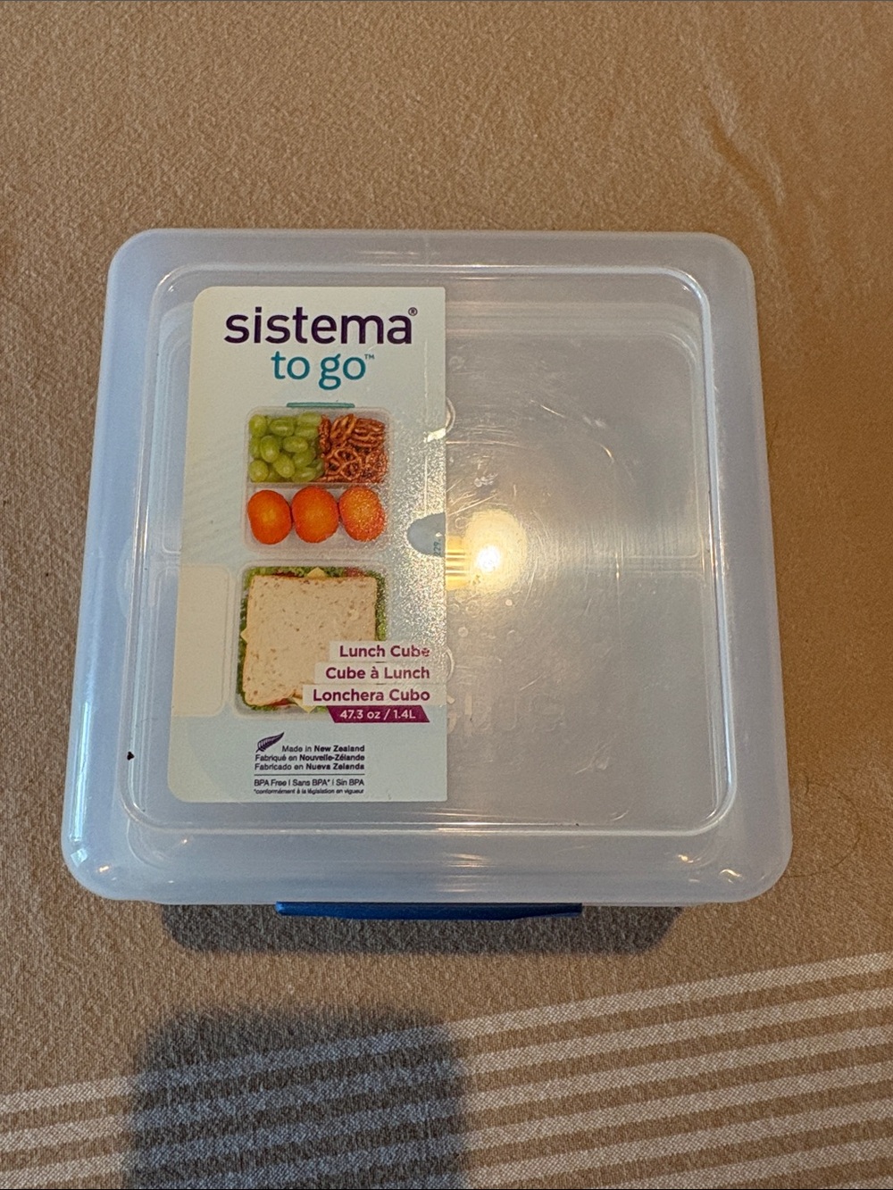 Sistema To Go Clear Lunch Cube with Blue Accent